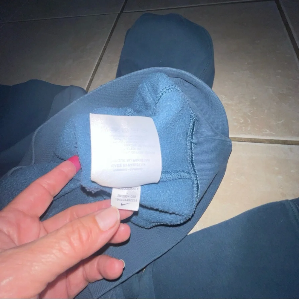 Nike Sweatshirt Hoodie Men's L Sportswear Club Fleece Aqua Blue Drawstring - Picture 8 of 9